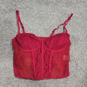 Faded Rose Elegant Red Lace Bustier Size XL